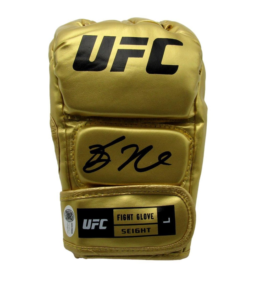 192687 Bo Nickal Autographed Gold Right UFC Fight Glove JSA (1 of 4)