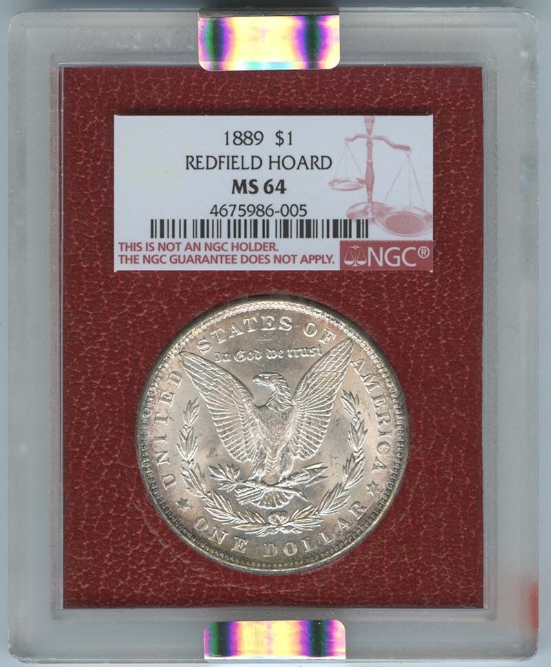$1 1889 REDFIELD HOARD Morgan Silver Dollar NGC MS64: $1 1889 REDFIELD HOARD Morgan Silver Dollar NGC MS64 This listing features $1 1889 REDFIELD HOARD Morgan Silver Dollar NGC MS64. Item specifics are provided below. Item Specifics: Certification: NGC C
