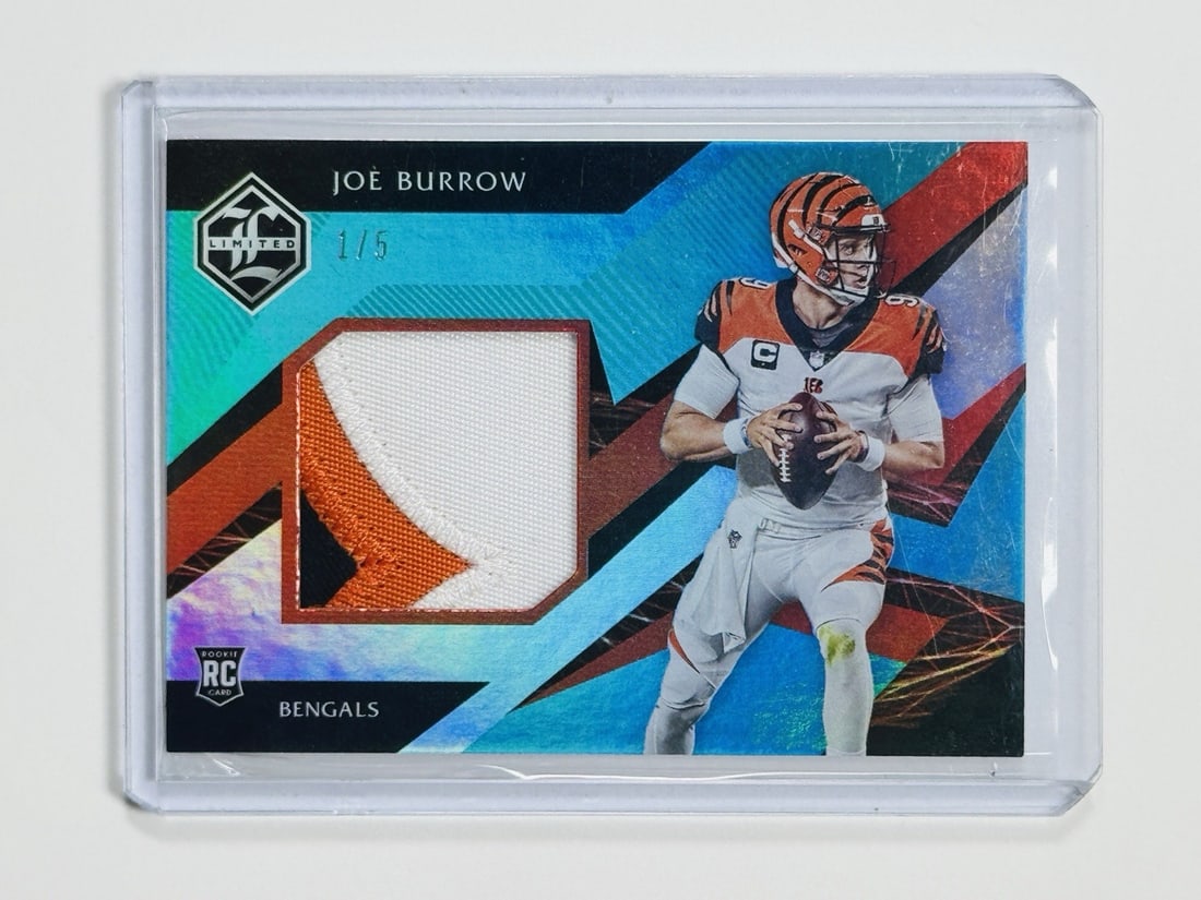 5 2020 PANINI LIMITED JOE BURROW #RJ-JB TEAL 3 COLOR ROOKIE PATCH/ (1 of 2)