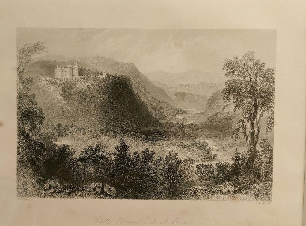 UK Antique 1842 Engraving Castle Howard by W.H. Bartlett & S. Bradshaw Framed (1 of 10)