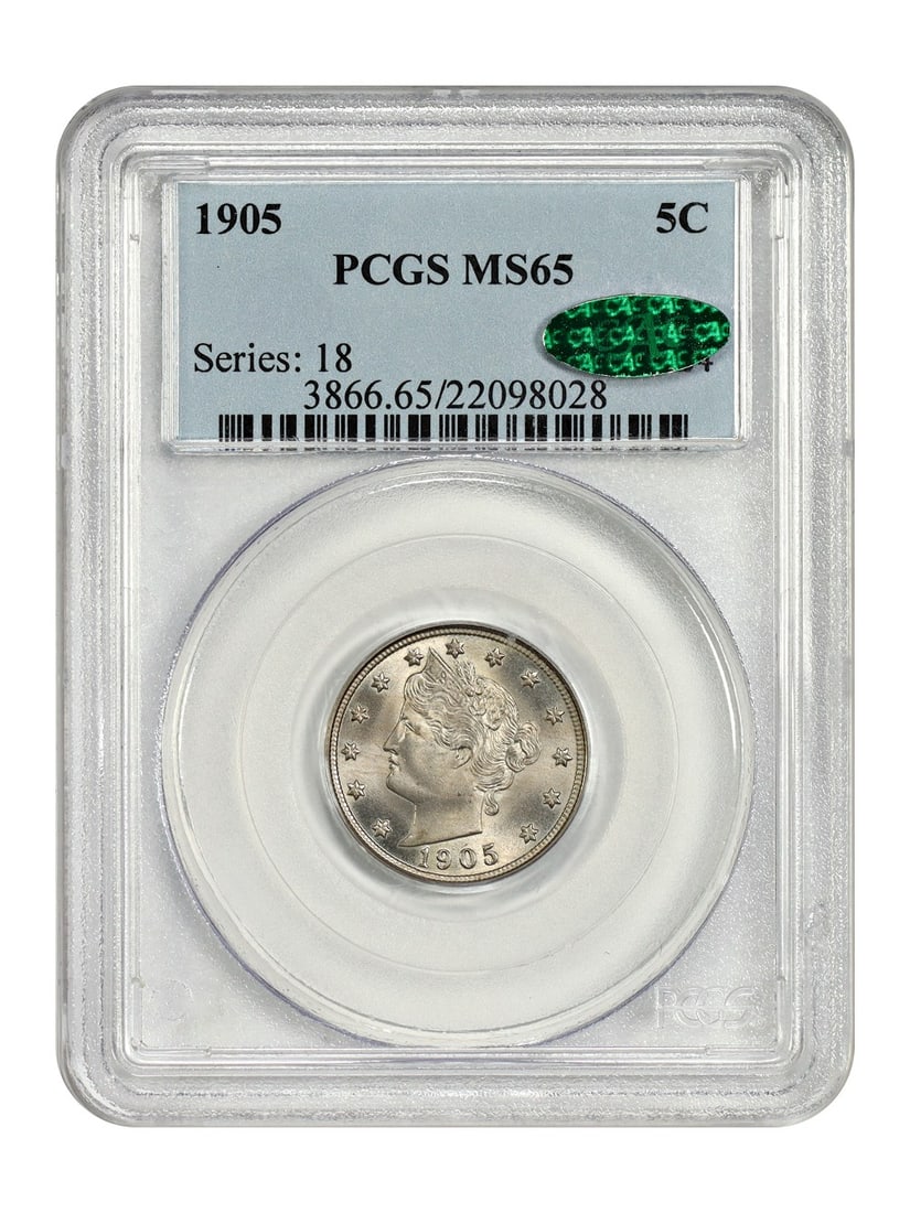 Liberty Nickel - 1905 5C PCGS/ CAC MS65: Liberty Nickel - 1905 5C PCGS/ CAC MS65 This listing features Liberty Nickel - 1905 5C PCGS/ CAC MS65. Item specifics are provided below. Item Specifics: Certification: PCGS Certification Number: 2209