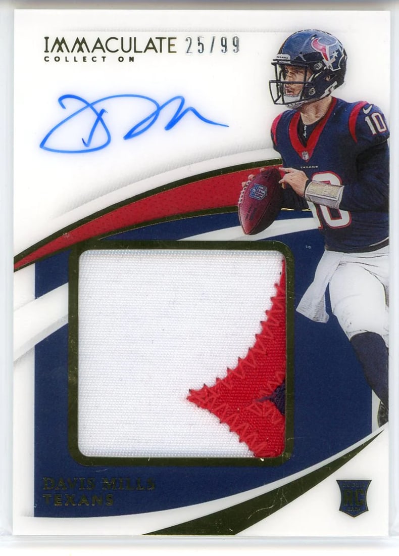 #PPA Davis Mills Autographed 2021 Panini Immaculate Collection Rookie Patch Card (1 of 2)