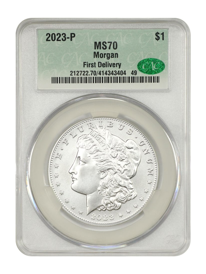 Delivery) 2023-P $1 Morgan Dollar CACG MS70 (First: Delivery) 2023-P $1 Morgan Dollar CACG MS70 (First This listing features Delivery) 2023-P $1 Morgan Dollar CACG MS70 (First. Item specifics are provided below. Item Specifics: Certification: CACG Cert