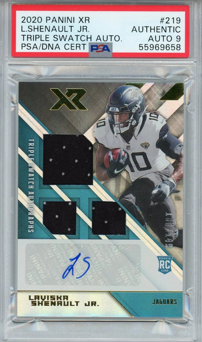 Card Laviska Shenault Jr. Autographed 2020 Panini XR Triple Swatch Jersey Rookie: Card Laviska Shenault Jr. Autographed 2020 Panini XR Triple Swatch Jersey Rookie This listing features Card Laviska Shenault Jr. Autographed 2020 Panini XR Triple Swatch Jersey Rookie. Item specifics