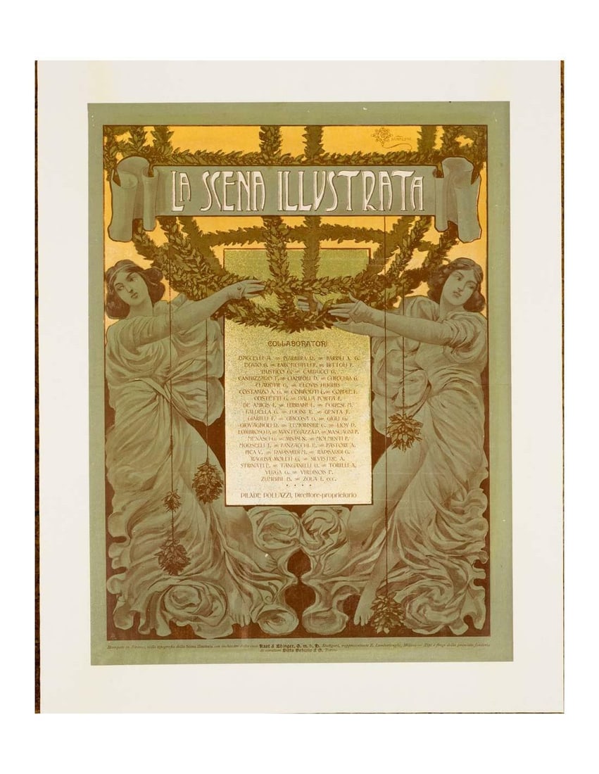 1900 Scena Illustrata Arts Literature Music Theatre Cover Art (1 of 1)