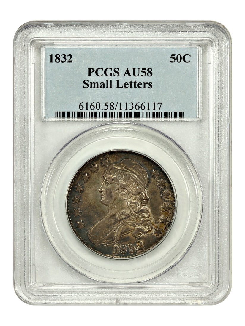 Impressive Slider - 1832 50C PCGS AU58 (Small Letters) - Capped Bust Half Dollar (1 of 4)