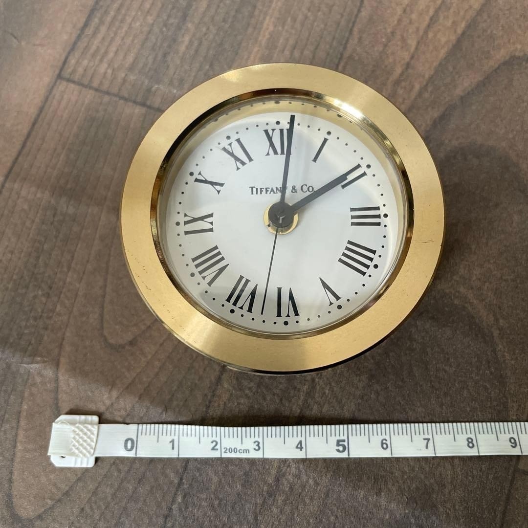 Clock Tiffany Desk Clock Roman Numeral Gold Tone Working Round alarm Table (1 of 7)