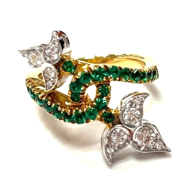 Ring Picchiotti Emerald 0.59ct Diamond 0.35ct 18k Yellow Gold Twist Cocktail: Ring Picchiotti Emerald 0.59ct Diamond 0.35ct 18k Yellow Gold Twist Cocktail This listing features Ring Picchiotti Emerald 0.59ct Diamond 0.35ct 18k Yellow Gold Twist Cocktail. Item specifics are prov