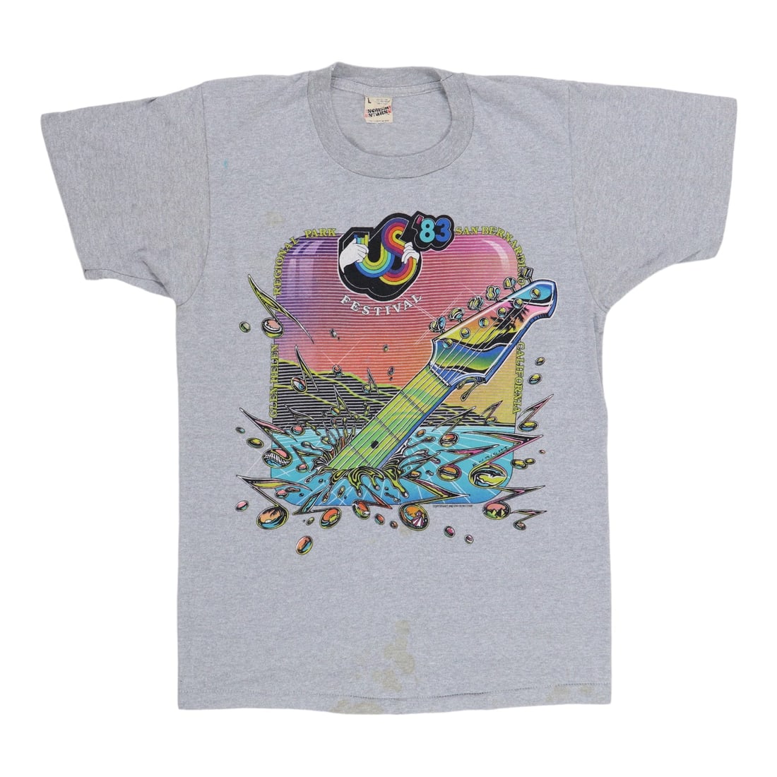 Shirt 1983 Us Festival Concert: Shirt 1983 Us Festival Concert This listing features Shirt 1983 Us Festival Concert. Item specifics are provided below. Item Specifics: Size: Large Era: 1980s Color: Gray Material: 50/50 Poly/Cotton T