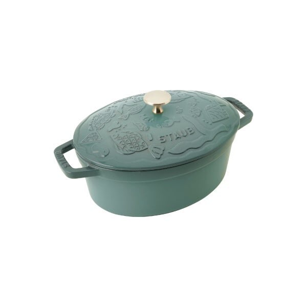 Knob STAUB min perhonen Cocotte Ocean Oval 9.1in Eucalyptus with Brass: Knob STAUB min perhonen Cocotte Ocean Oval 9.1in Eucalyptus with Brass This listing features Knob STAUB min perhonen Cocotte Ocean Oval 9.1in Eucalyptus with Brass. Item specifics are provided below.