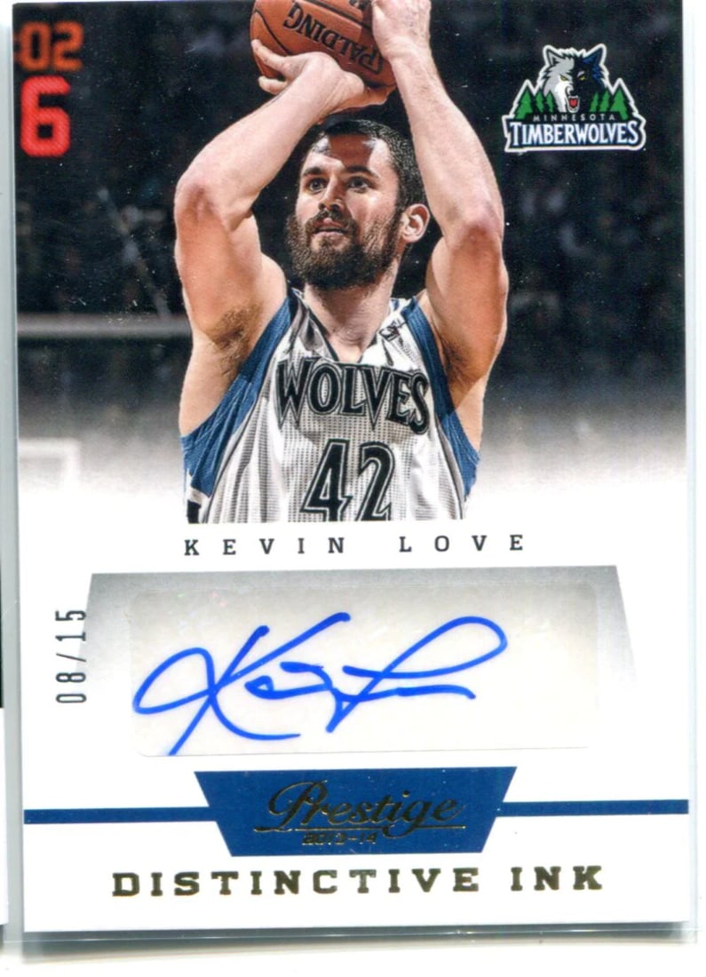 15 Kevin Love 2013-14 Panini Prestige Distinctive Ink Autographed Card #8/ (1 of 1)
