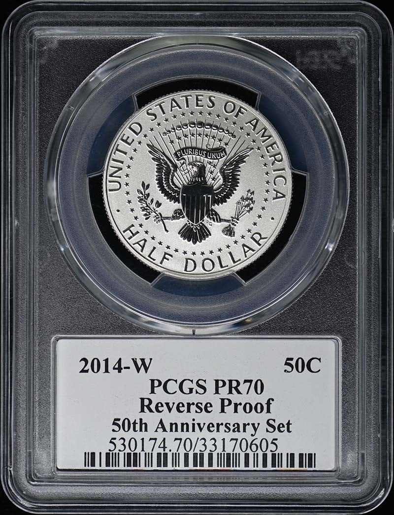 PR70 2014-W Kennedy 50C 50th Anv Reverse Proof NGC: PR70 2014-W Kennedy 50C 50th Anv Reverse Proof NGC This listing features PR70 2014-W Kennedy 50C 50th Anv Reverse Proof NGC. Item specifics are provided below. Item Specifics: Certification: NGC Year: