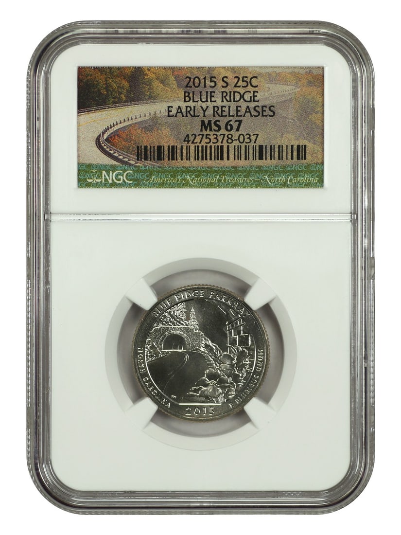 Clad - 2015-S 25C Blue Ridge Parkway NP NGC MS67 (Early Releases) - Type 1: Clad - 2015-S 25C Blue Ridge Parkway NP NGC MS67 (Early Releases) - Type 1 This listing features Clad - 2015-S 25C Blue Ridge Parkway NP NGC MS67 (Early Releases) - Type 1. Item specifics are provided