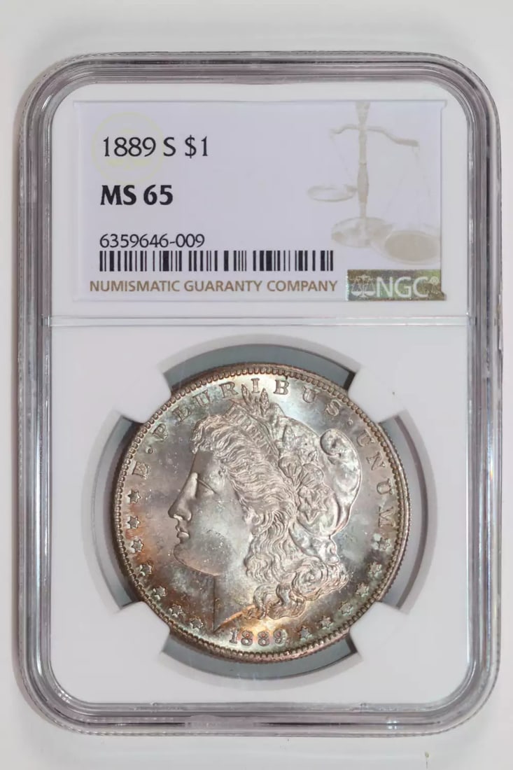 PRETTY COLOR - 1889-S MORGAN DOLLAR NGC MS65 (1 of 2)