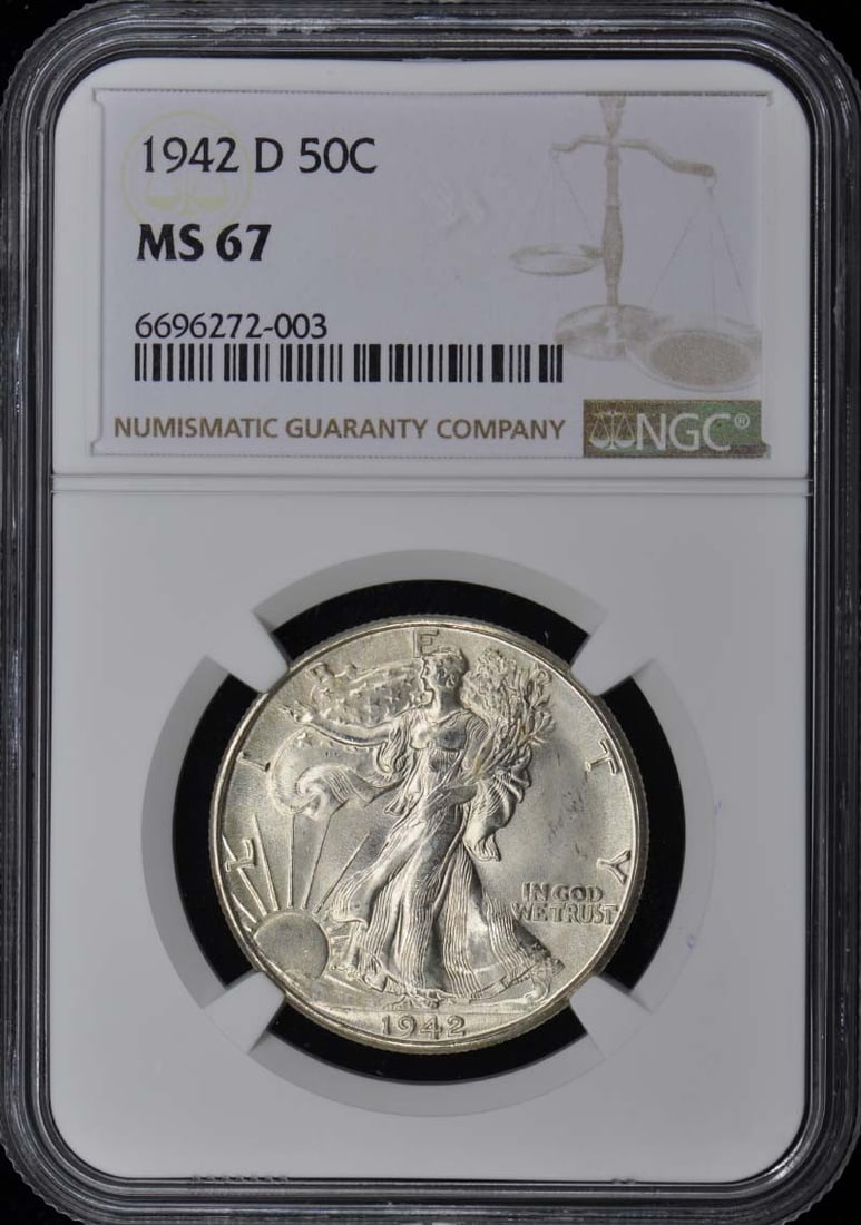 MS67 1942-D Walking Liberty Half Dollar 50C NGC: MS67 1942-D Walking Liberty Half Dollar 50C NGC This listing features MS67 1942-D Walking Liberty Half Dollar 50C NGC. Item specifics are provided below. Item Specifics: Certification: NGC Certificati