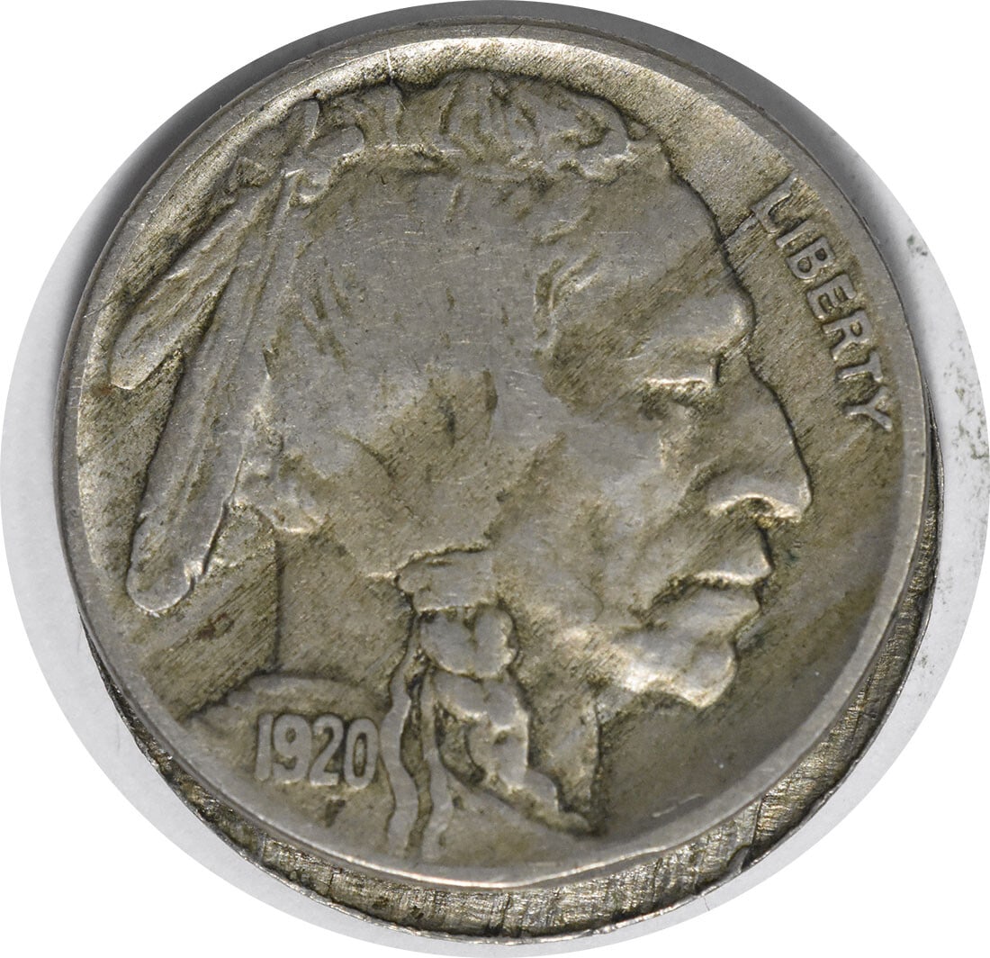 Uncertified 1920 Buffalo Nickel Split Planchet VF (1 of 2)