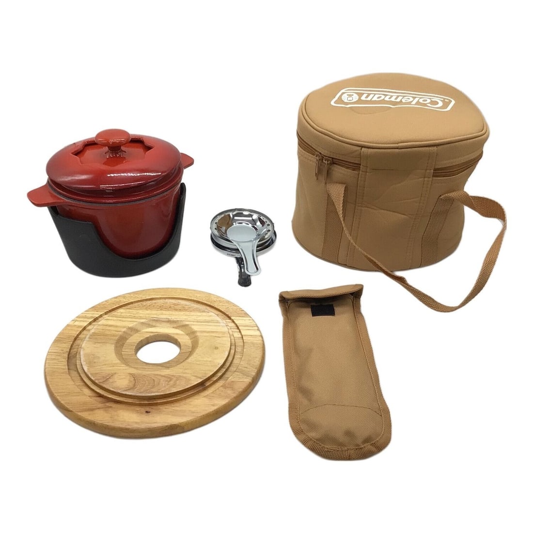 Vintage Coleman Fondue Enamel Cooking Pot Set Outdoor Camping Cookware with Case (1 of 10)