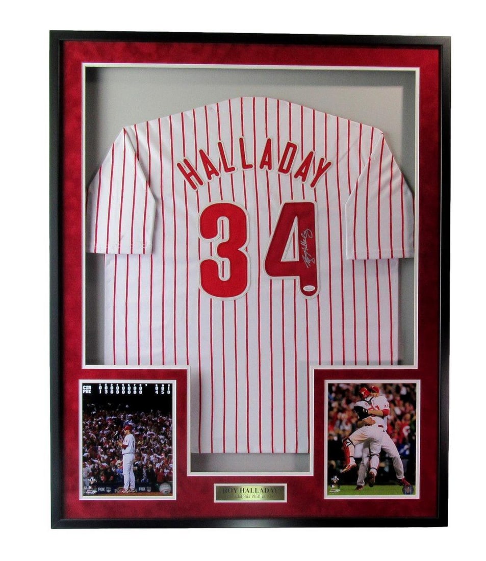 190100 Roy Halladay HOF Signed/ Autographed Phillies Baseball Jersey Framed JSA: 190100 Roy Halladay HOF Signed/ Autographed Phillies Baseball Jersey Framed JSA This listing features 190100 Roy Halladay HOF Signed/ Autographed Phillies Baseball Jersey Framed JSA. Item specifics ar