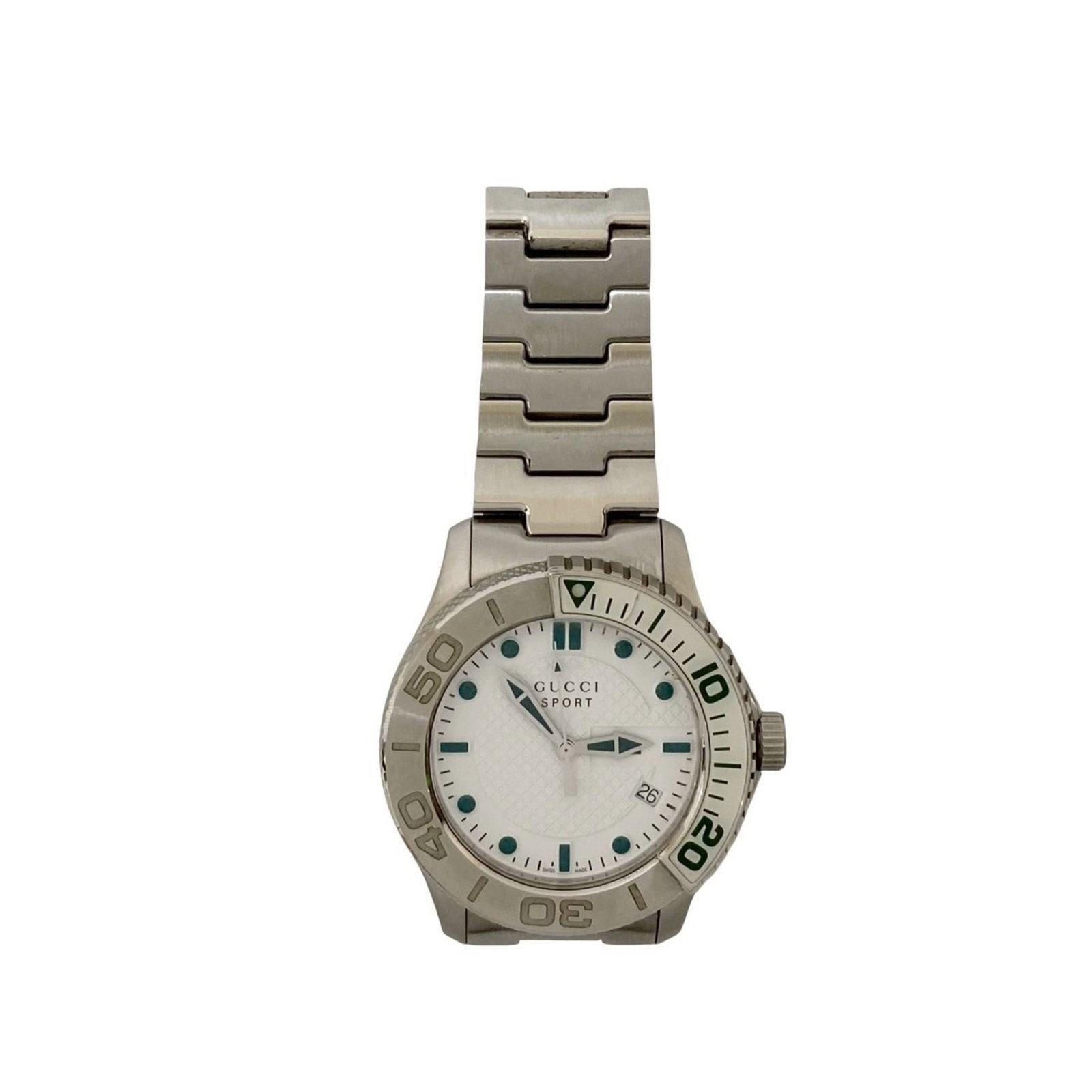 Wristwatch Gucci: Wristwatch Gucci This listing features Wristwatch Gucci. Item specifics are provided below. Item Specifics: Brand: Gucci Type: Wristwatch Gender: Men Material (Case): Stainless Steel Material (Band):