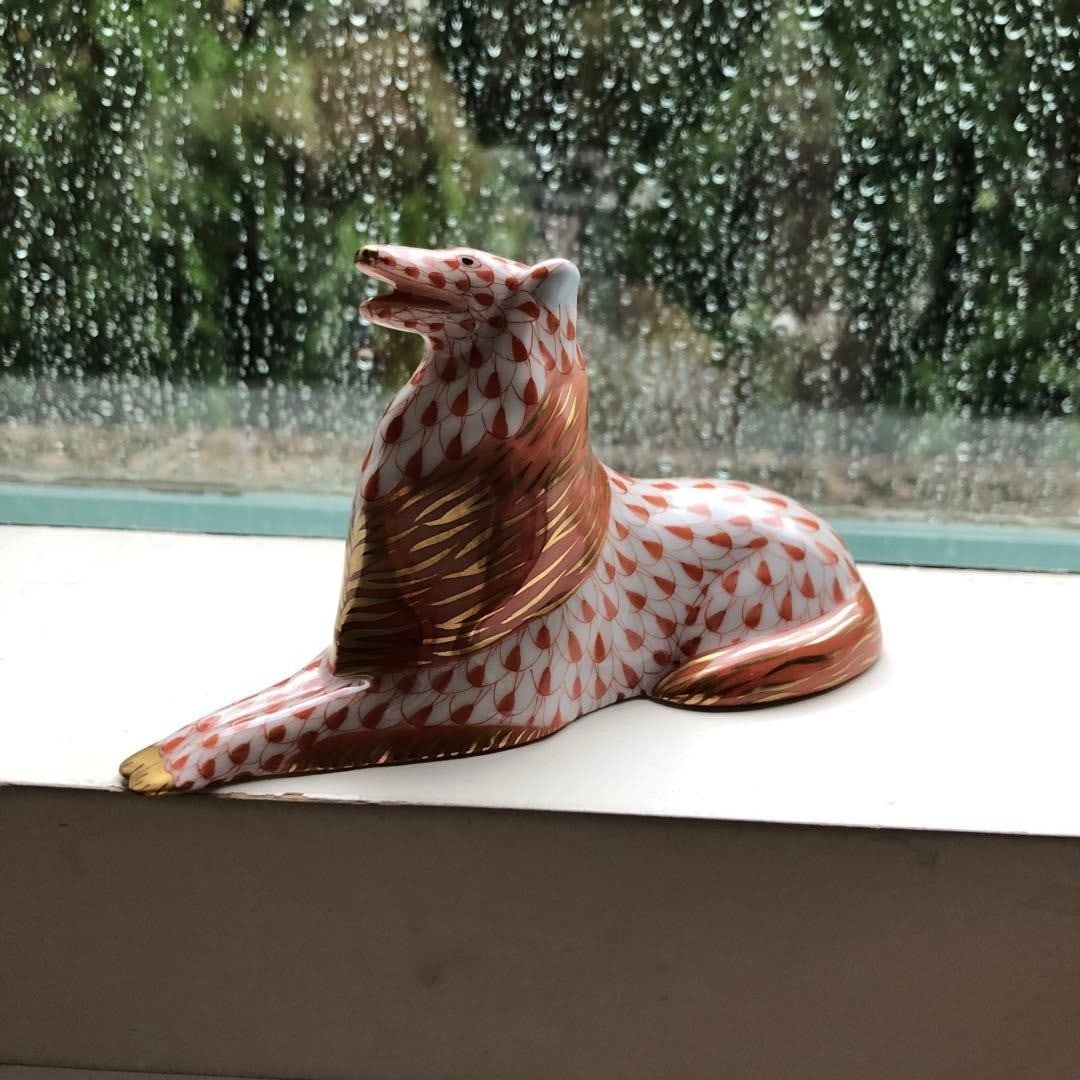 Collectible Herend Zodiac Dog Red Fishnet Porcelain Figurine Hand Painted (1 of 7)