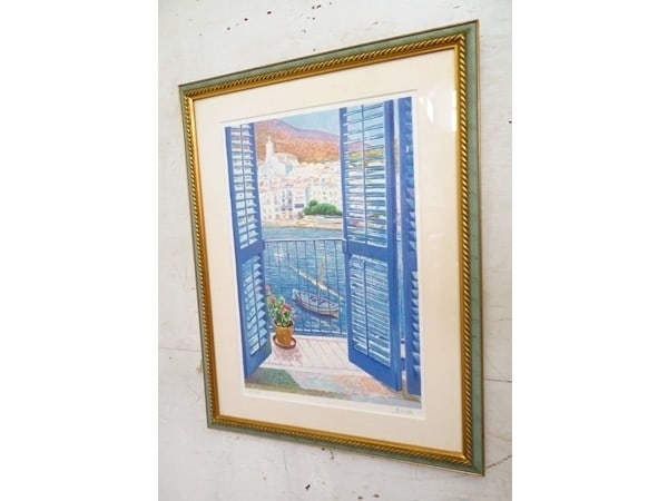 Framed Francisco Bosch Hand Signed Lithograph "Mediterranean Window View" 42/ 300 (1 of 3)
