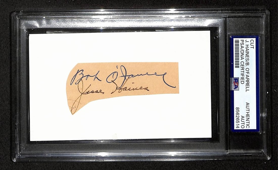 DNA Bob O'Farrell/ Jesse Haines Signed Cut on 3x5 Index Card 1926 Cardinals PSA/: DNA Bob O'Farrell/ Jesse Haines Signed Cut on 3x5 Index Card 1926 Cardinals PSA/ This listing features DNA Bob O'Farrell/ Jesse Haines Signed Cut on 3x5 Index Card 1926 Cardinals PSA/. Item specifics