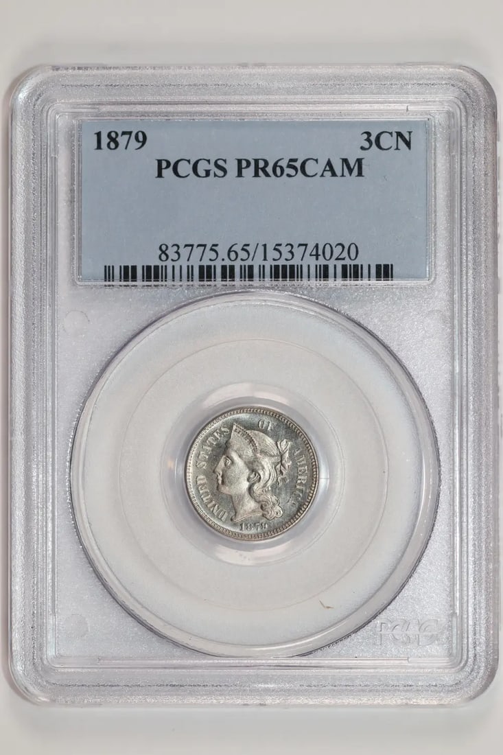 VERY PQ - 1879 PROOF THREE CENT NICKEL PCGS PR65 CAMEO (1 of 2)