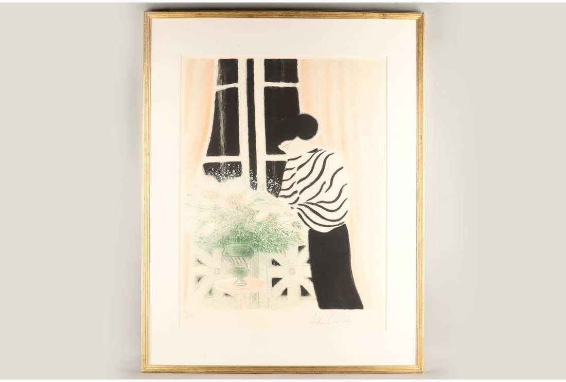 Framed Andre Brasilier Coral Colored Harmony Lithograph Hand Signed 96/ 175 (1 of 10)