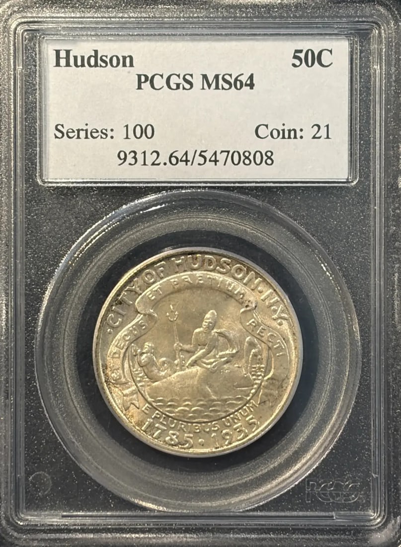 MS64 1935 HUDSON COMMEMORATIVE HALF DOLLAR PCGS: MS64 1935 HUDSON COMMEMORATIVE HALF DOLLAR PCGS This listing features MS64 1935 HUDSON COMMEMORATIVE HALF DOLLAR PCGS. Item specifics are provided below. Item Specifics: Certification: PCGS Compositio