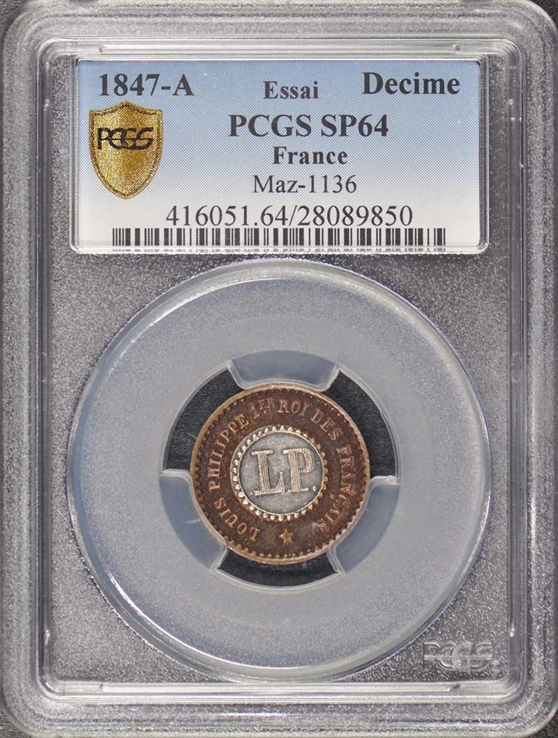 SP64 1847-A France Essai 1DEC Maz-1136 PCGS: SP64 1847-A France Essai 1DEC Maz-1136 PCGS This listing features SP64 1847-A France Essai 1DEC Maz-1136 PCGS. Item specifics are provided below. Item Specifics: Circulated/Uncirculated: Uncirculated