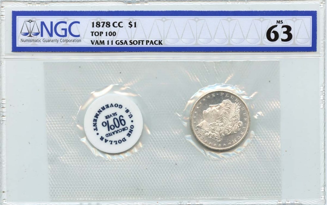 MS63 1878-CC TOP-100 Morgan Dollar VAM-11 GSA SOFT PACK S$1 NGC: MS63 1878-CC TOP-100 Morgan Dollar VAM-11 GSA SOFT PACK S$1 NGC This listing features MS63 1878-CC TOP-100 Morgan Dollar VAM-11 GSA SOFT PACK S$1 NGC. Item specifics are provided below. Item Specifics