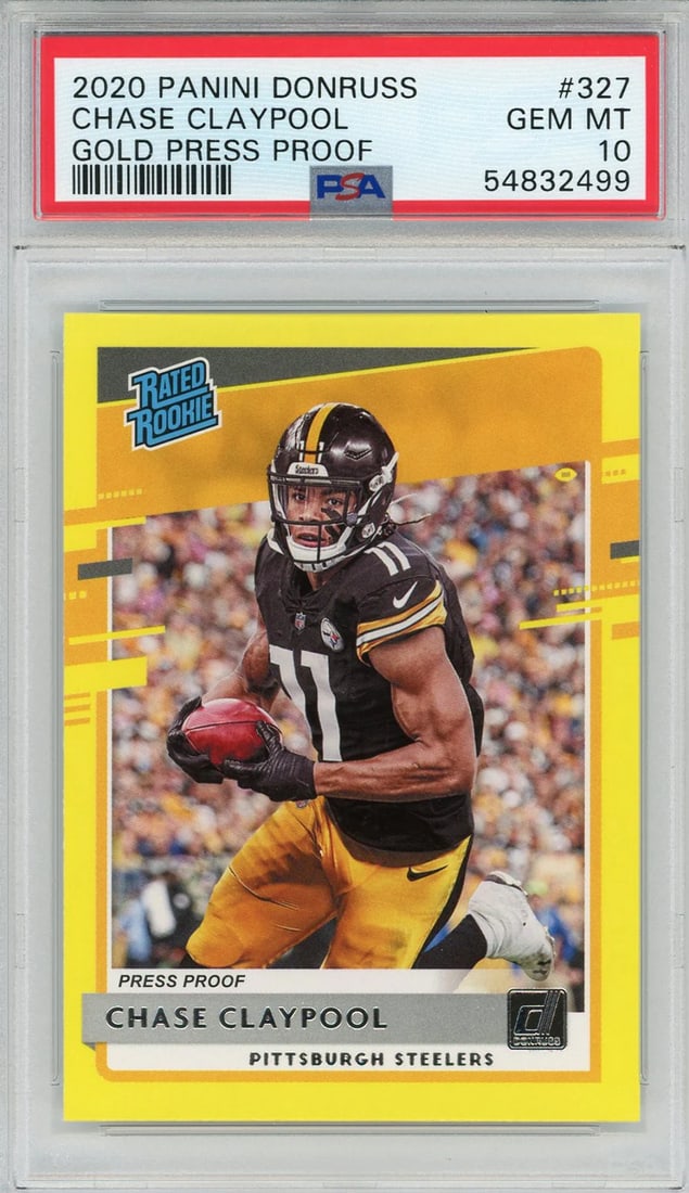(PSA) Chase Claypool 2020 Panini Donruss Gold Press Proof Rookie Card #327 (1 of 2)