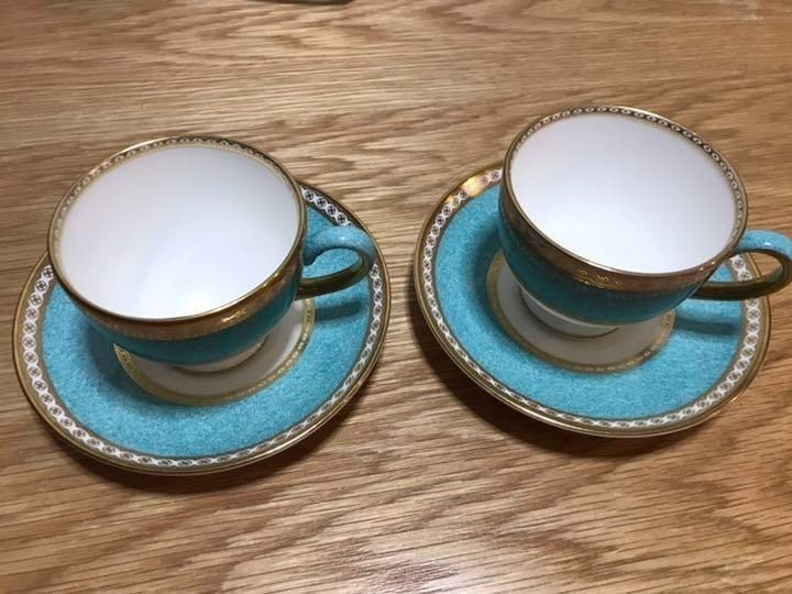 Used Wedgwood Elander Powder Cup and Saucer Pair Set of 2 Turquoise 200ml: Used Wedgwood Elander Powder Cup and Saucer Pair Set of 2 Turquoise 200ml This listing features Used Wedgwood Elander Powder Cup and Saucer Pair Set of 2 Turquoise 200ml. Item specifics are provided b