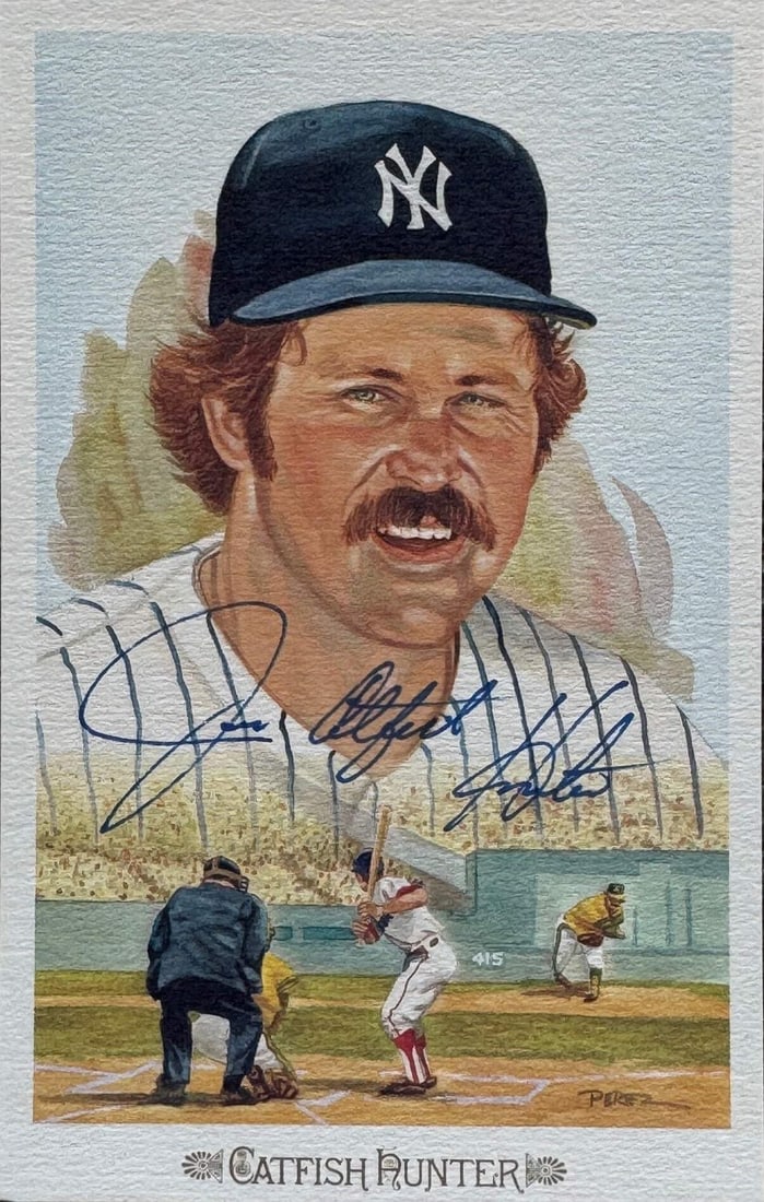 (JSA) Jim Catfish Hunter Autographed Perez Steele Postcard: (JSA) Jim Catfish Hunter Autographed Perez Steele Postcard This listing features (JSA) Jim Catfish Hunter Autographed Perez Steele Postcard. Item specifics are provided below. Item Specifics: Brand: J