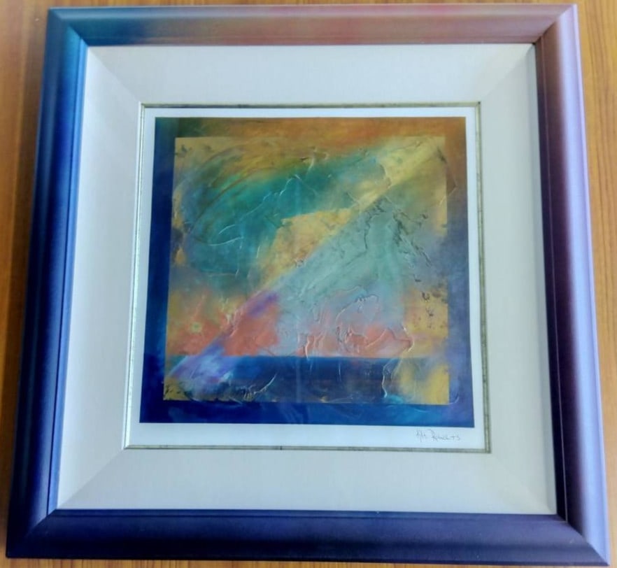 61cm - Kiti Roberts (US) Original Mixed Media Abstract Painting Signed - Framed (1 of 3)