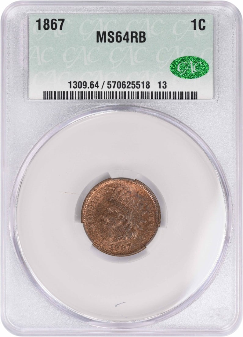 CACG 1867 Indian Cent MS64RB: CACG 1867 Indian Cent MS64RB This listing features CACG 1867 Indian Cent MS64RB. Item specifics are provided below. Item Specifics: Country Of Origin: United States Certification: CACG Circulated/Unci