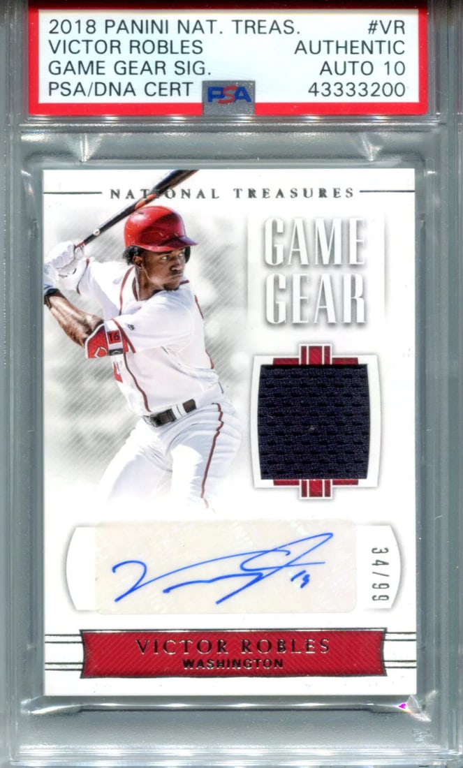 (P Victor Robles 2018 Panini National Treasures Game Gear Signatures Card #34/ 99 (1 of 1)