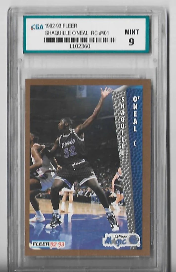Card Shaquille O'Neal 1992-93 Fleer #401 Rookie (CGA Grade MINT 9) (1 of 2)