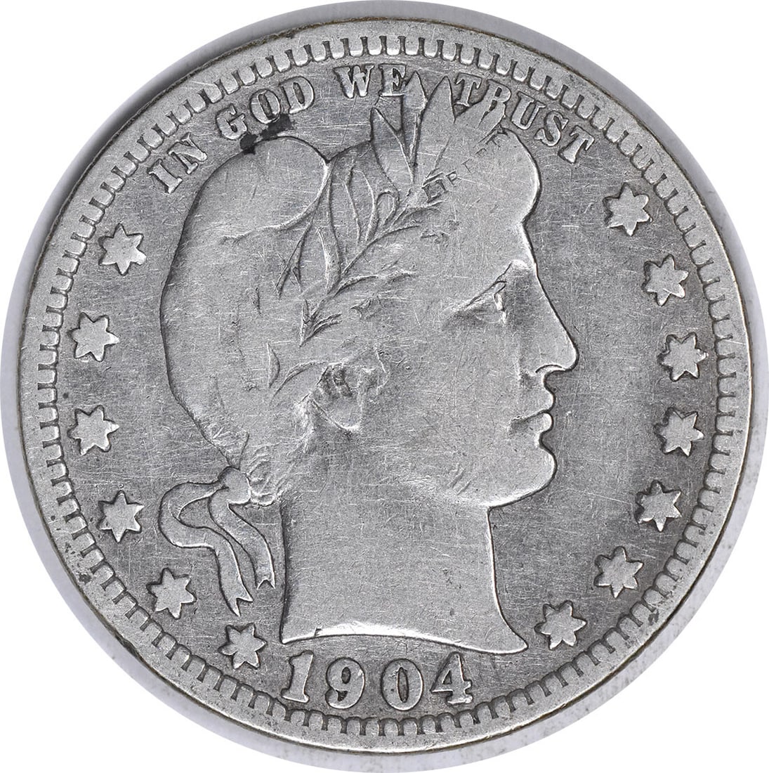 Uncertified 1904-O Barber Silver Quarter F (1 of 2)