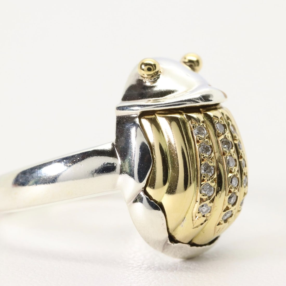 4.75 Vintage Tiffany & Co Scarab 18k Yellow Gold Silver 925 Diamond Ring Insect: 4.75 Vintage Tiffany & Co Scarab 18k Yellow Gold Silver 925 Diamond Ring Insect This listing features 4.75 Vintage Tiffany & Co Scarab 18k Yellow Gold Silver 925 Diamond Ring Insect. Item specifics ar