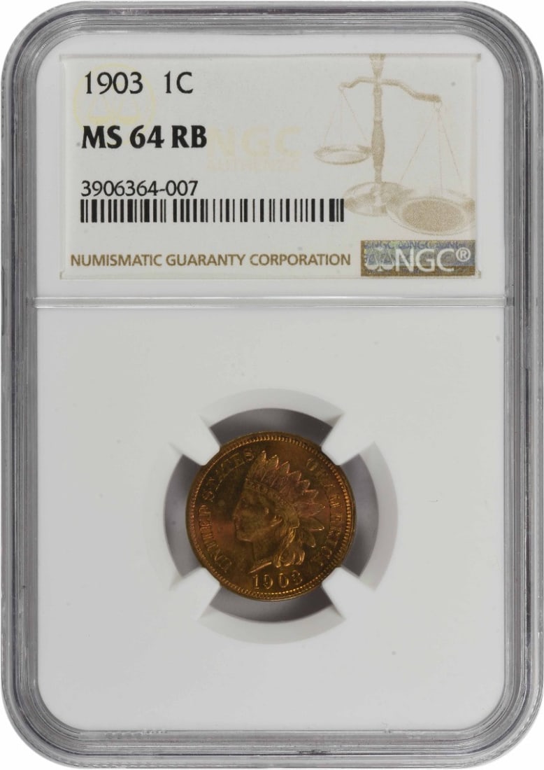 NGC 1903 Indian Cent MS64RB: NGC 1903 Indian Cent MS64RB This listing features NGC 1903 Indian Cent MS64RB. Item specifics are provided below. Item Specifics: Country Of Origin: United States Certification: NGC Circulated/Uncircu