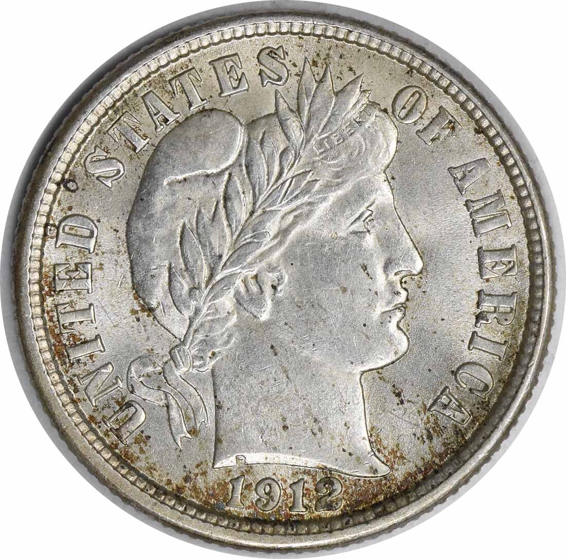 Uncertified 1912 Barber Silver Dime BU (1 of 2)