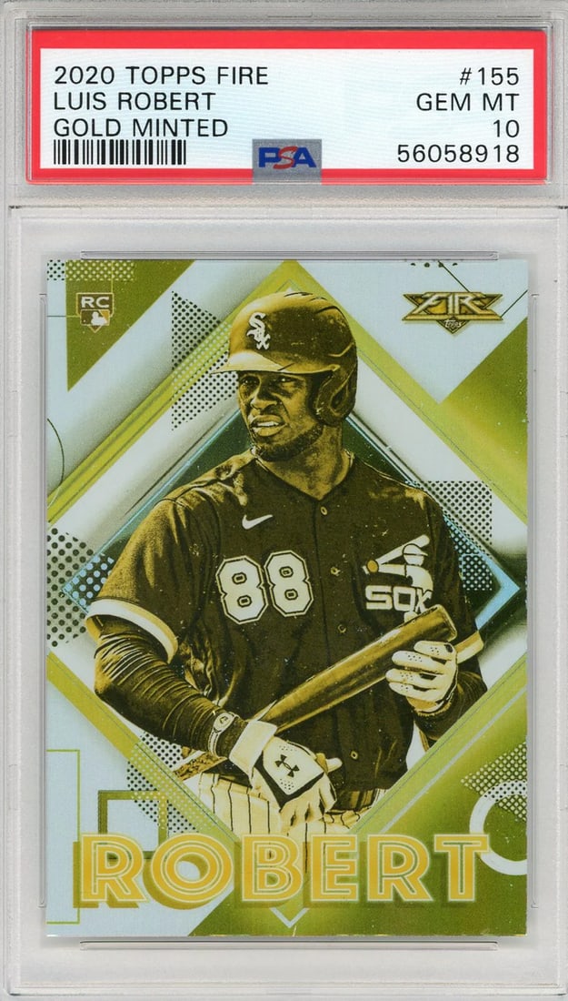 (PSA) Luis Robert 2020 Topps Fire Gold Minted Rookie Card #155 (1 of 2)