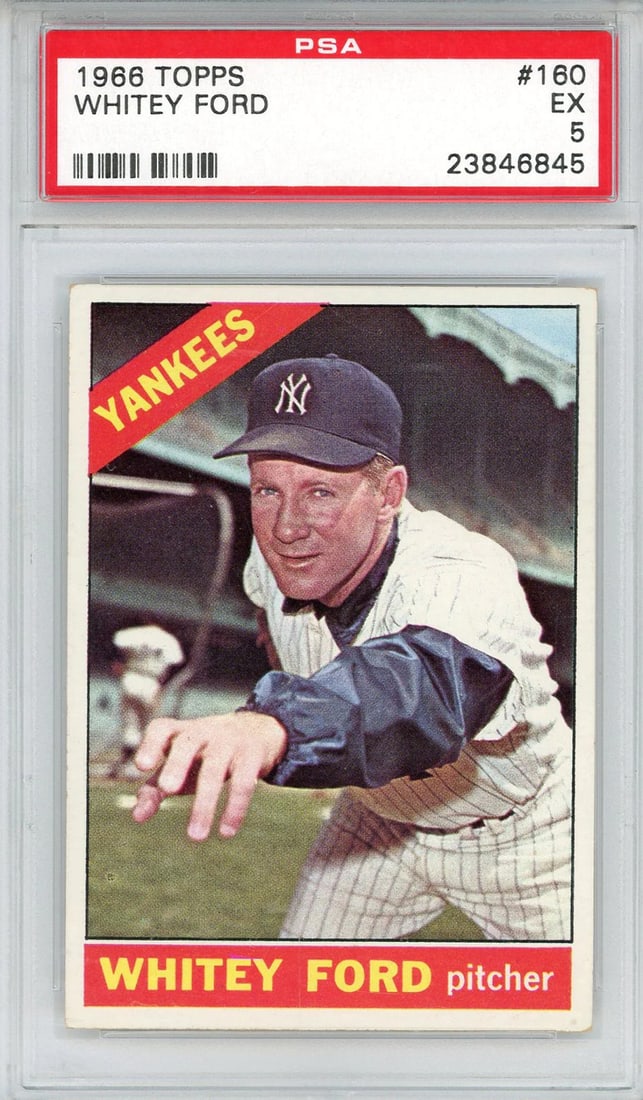 5) Whitey Ford 1966 Topps Card #160 (PSA EX (1 of 2)