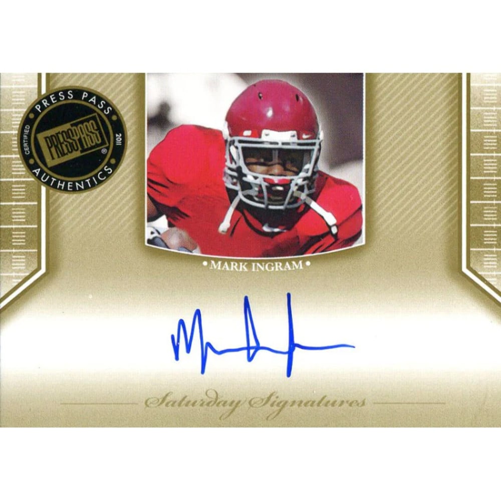 Card Mark Ingram Autographed 2011 Press Pass Rookie: Card Mark Ingram Autographed 2011 Press Pass Rookie This listing features Card Mark Ingram Autographed 2011 Press Pass Rookie. Item specifics are provided below. Item Specifics: Signed in blue sharpie