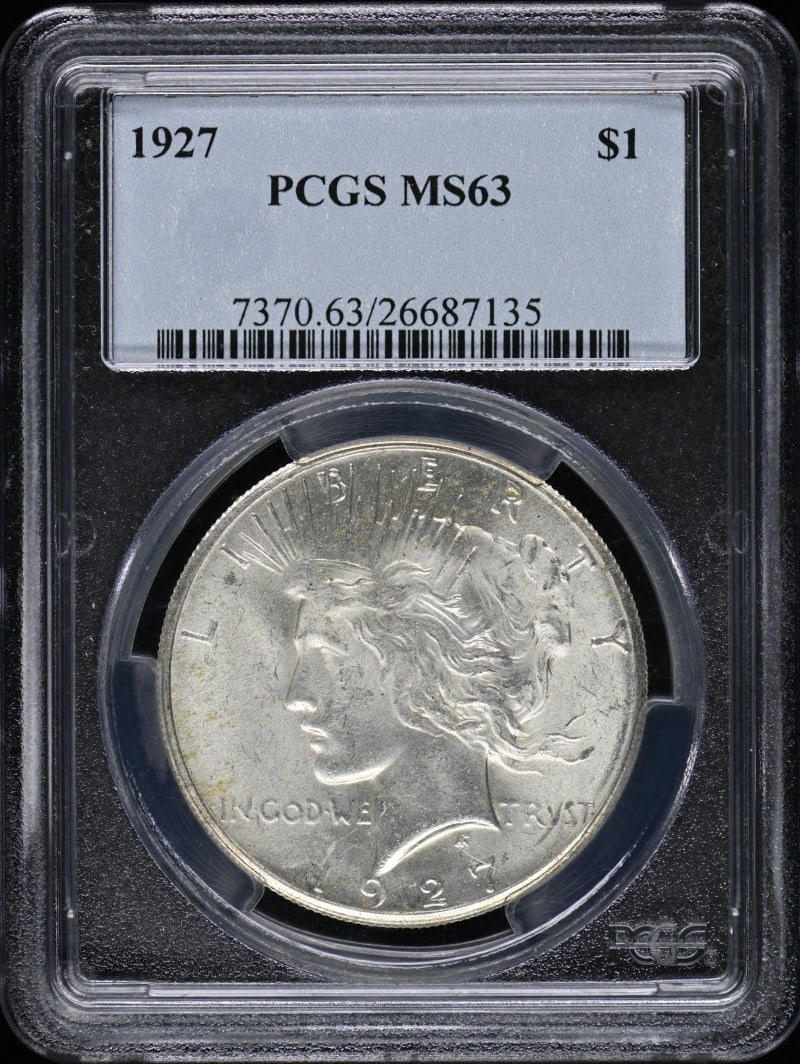 MS63 1927 $1 Peace Dollar PCGS: MS63 1927 $1 Peace Dollar PCGS This listing features MS63 1927 $1 Peace Dollar PCGS. Item specifics are provided below. Item Specifics: Certification: PCGS Certification Number: 26687135 Grade: MS63 Y