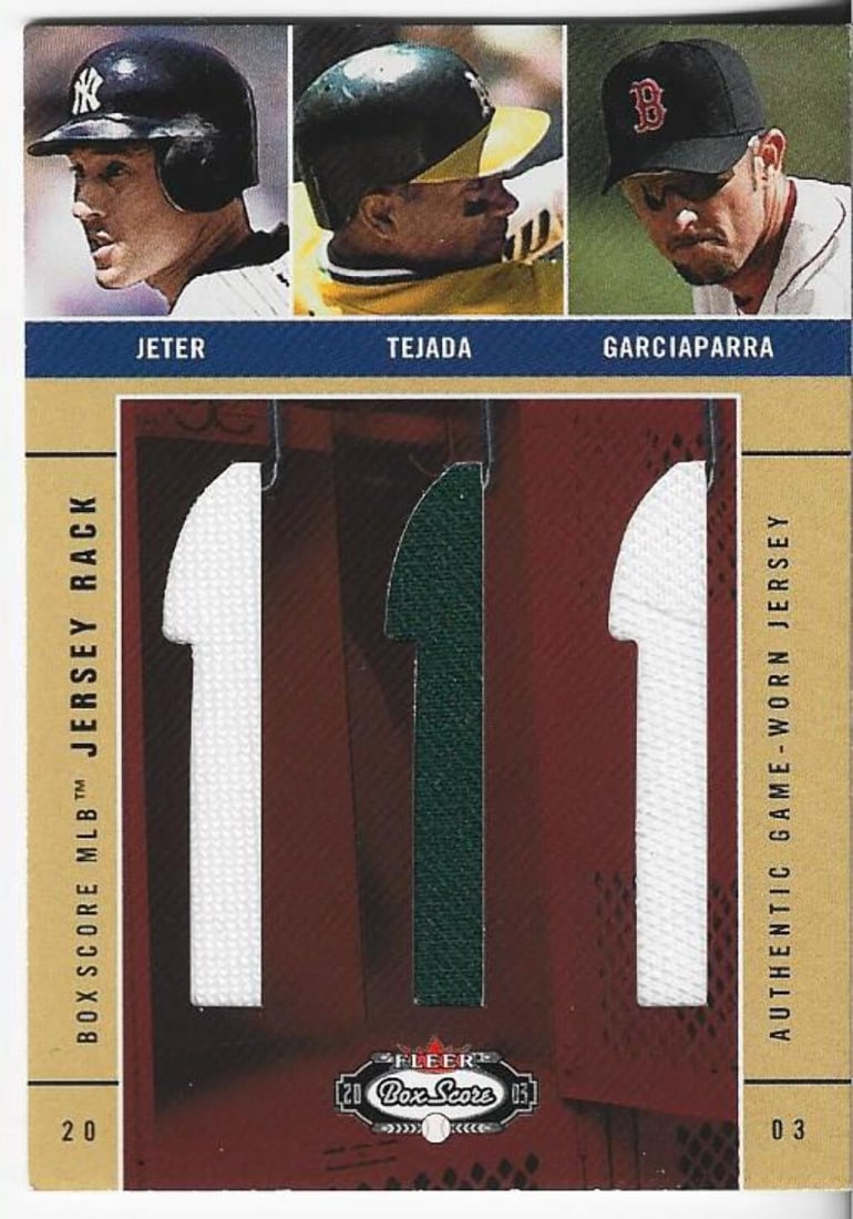 and Nomar Garciaparra 2003 Fleer Game Worn Jersey Ca - Derek Jeter - Miguel Tejada: and Nomar Garciaparra 2003 Fleer Game Worn Jersey Ca - Derek Jeter - Miguel Tejada This listing features and Nomar Garciaparra 2003 Fleer Game Worn Jersey Ca - Derek Jeter - Miguel Tejada. Item specif