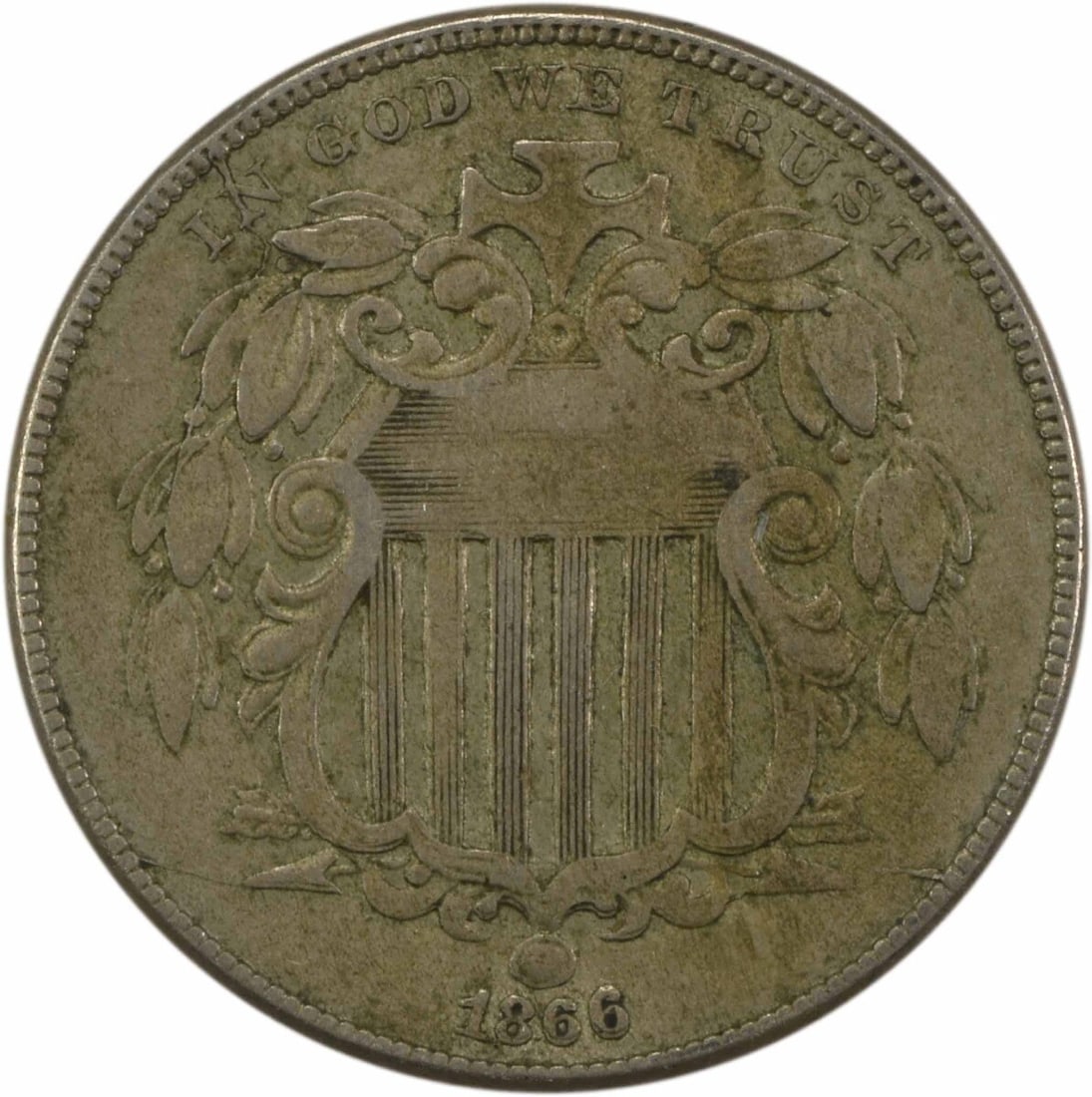 Uncertified 1866 Shield Nickel Rays VF (1 of 2)