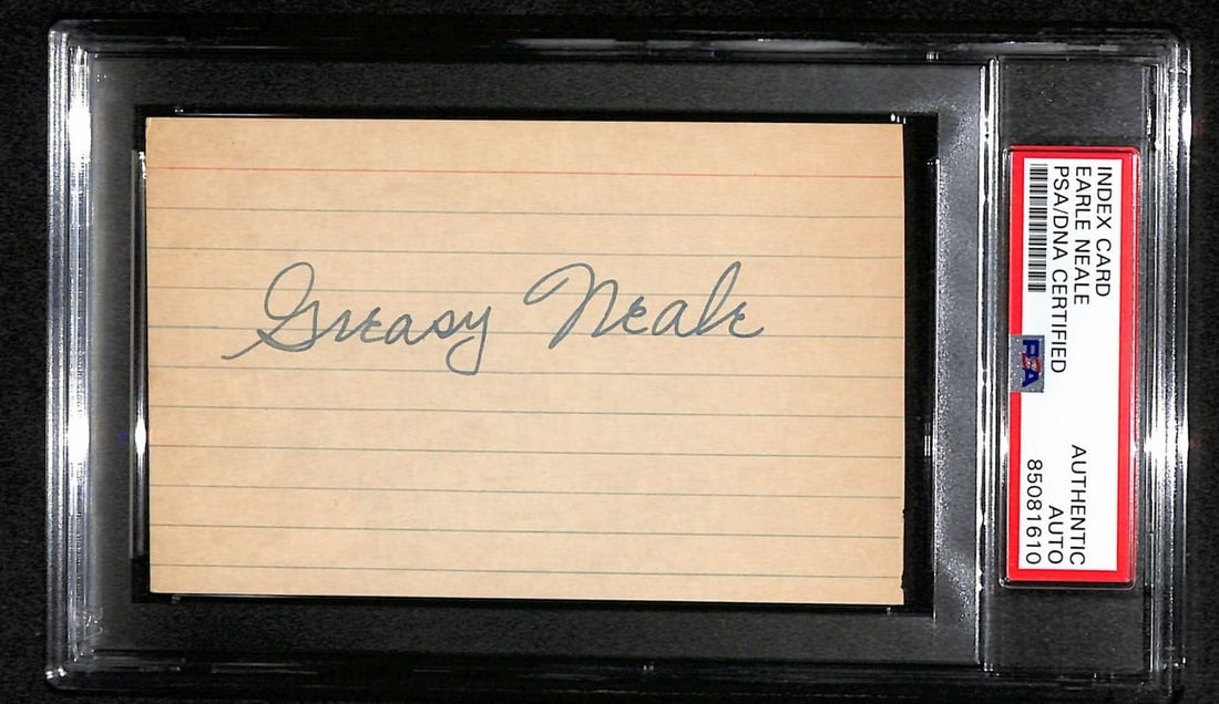 184211 Earle Greasy Neale HOF Signed 3x5 Index Card Philadelphia Eagles PSA/ DNA: 184211 Earle Greasy Neale HOF Signed 3x5 Index Card Philadelphia Eagles PSA/ DNA This listing features 184211 Earle Greasy Neale HOF Signed 3x5 Index Card Philadelphia Eagles PSA/ DNA. Item specifics