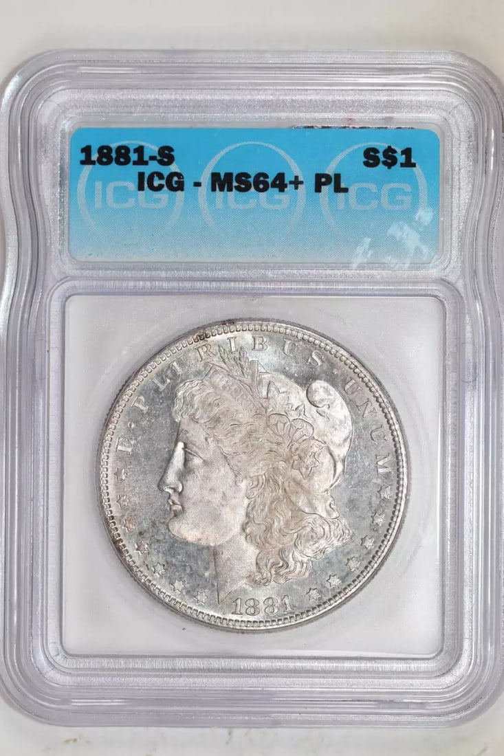 PL 1881-S MORGAN DOLLAR ICG MS64+: PL 1881-S MORGAN DOLLAR ICG MS64+ This listing features PL 1881-S MORGAN DOLLAR ICG MS64+. Item specifics are provided below. Item Specifics: Country Of Origin: USA Certification: ICG Composition: Sil
